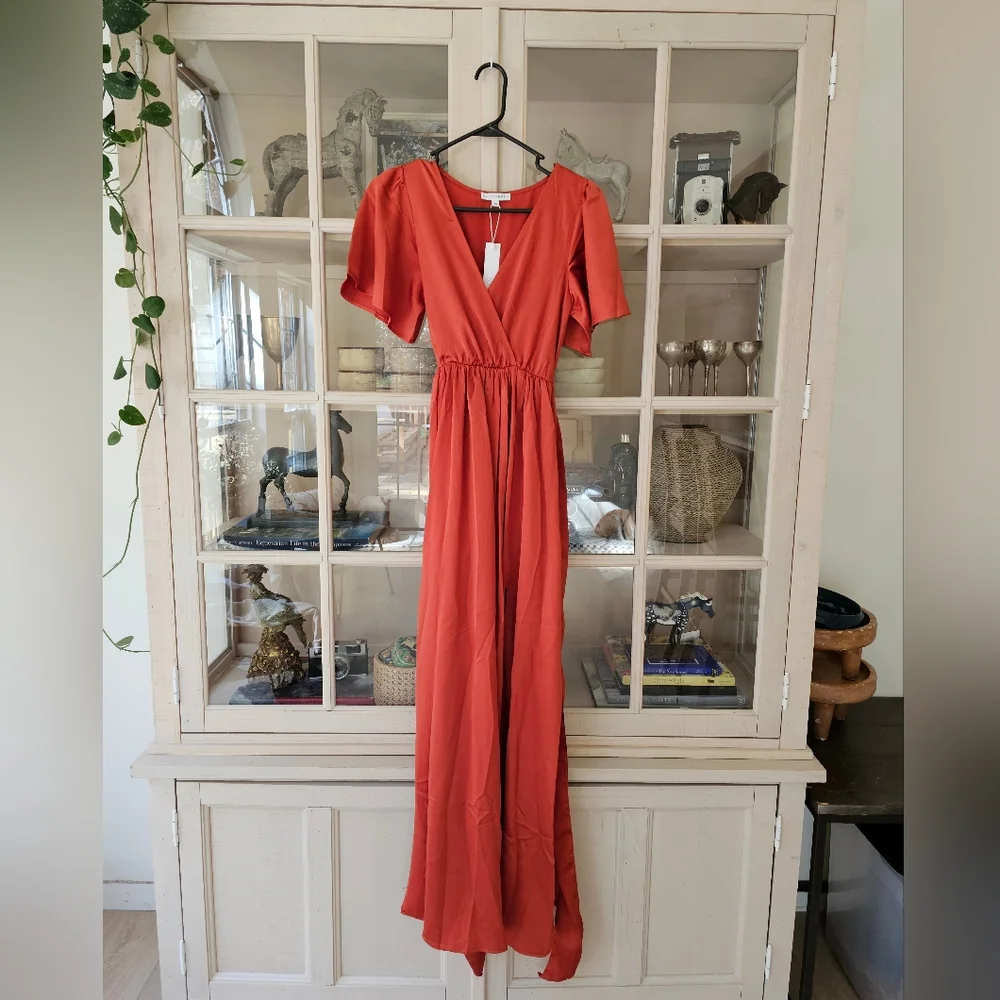 NWT Baltic Born Sicily Satin Rust Maxi Dress - Picture 3 of 13